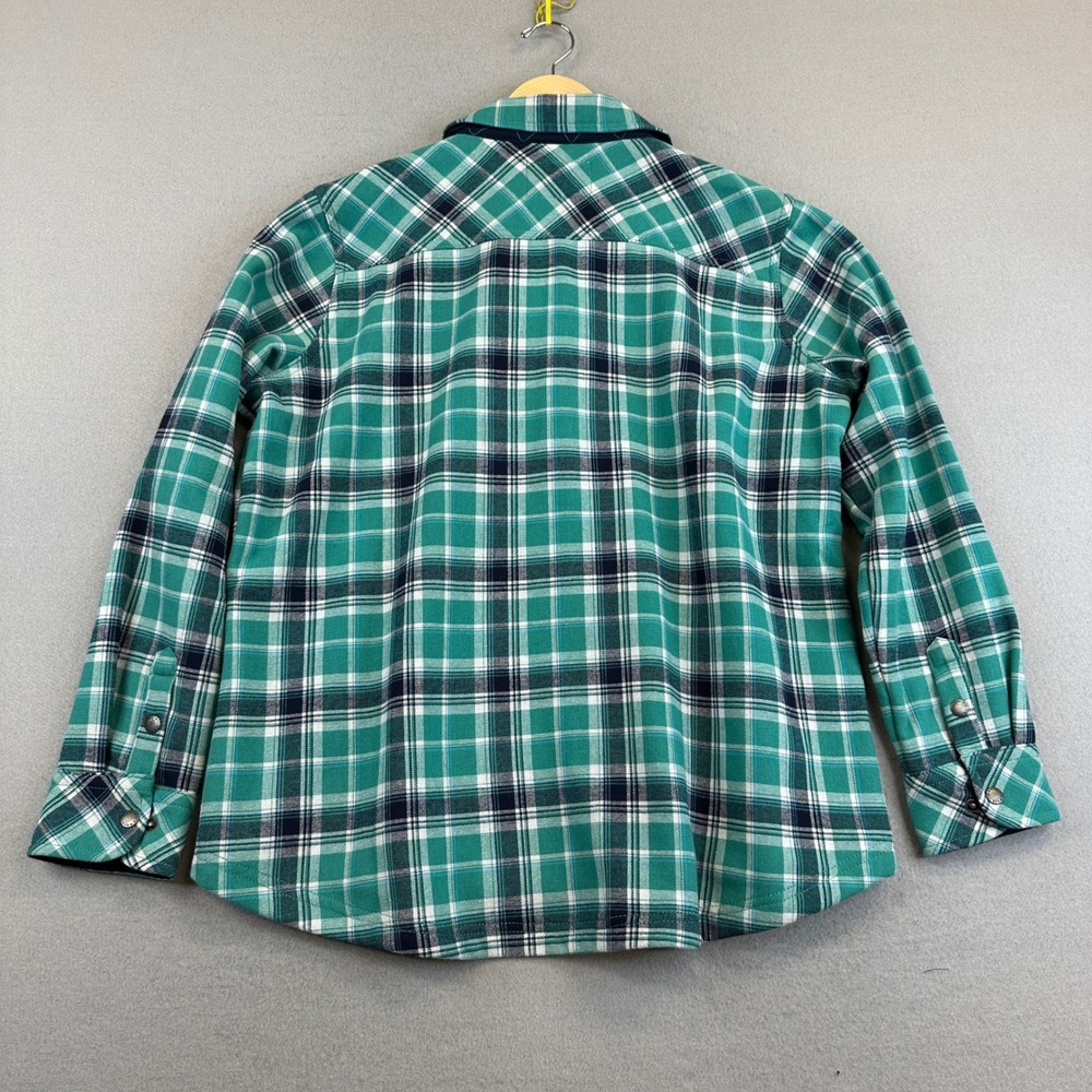 NEW Orvis Shacket Women XXL Green Plaid Fleece Lined Flannel Snap Front Outdoor - Picture 3 of 9